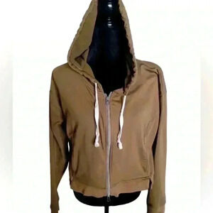 Without Walls Urban Outfitters Women's Army Green Cropped Hoodie M